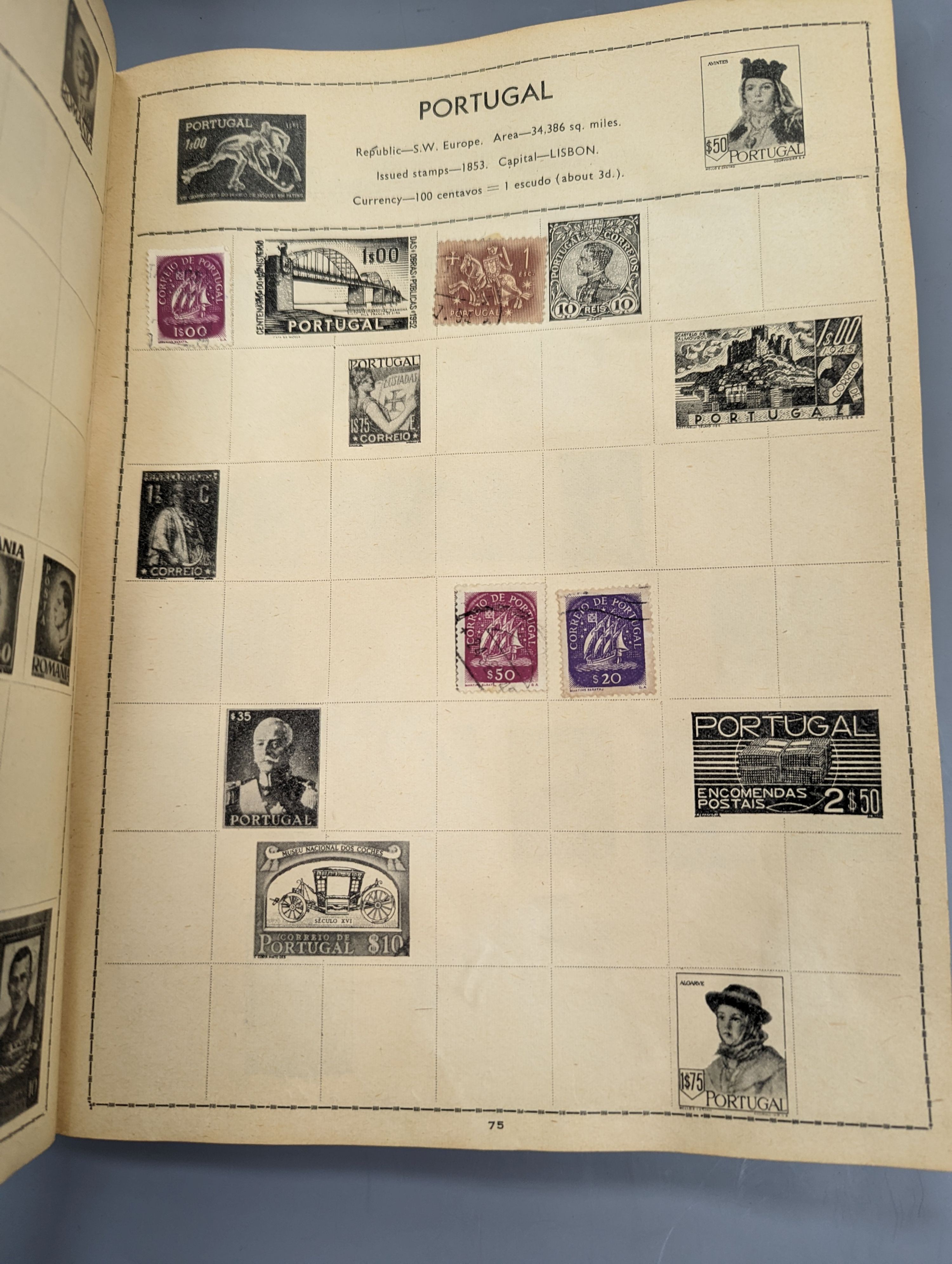 An All Nations stamp album and contents